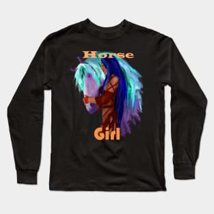 Cute Colorful Rainbow Tribal Native American Horse Girl Quote Long Sleeve T-Shirt